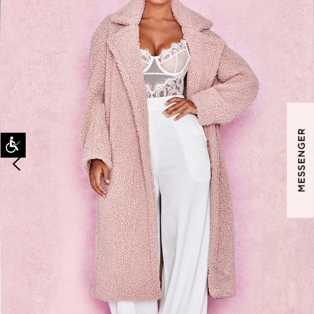 House of CB teddy bear coat blush Small or medium S M - Picture 5 of 12
